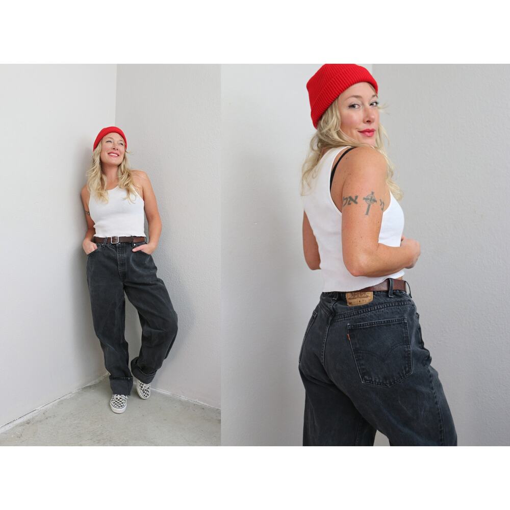 1990's Vintage Levi's 550 Orange Tag Black Unisex Jeans ~ Women's XL XXL 36" 37"